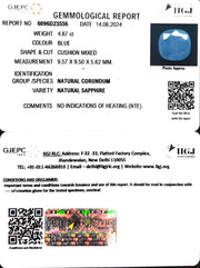 4.87/CT Natural Blue Sapphire with Govt Lab Certificate-4551